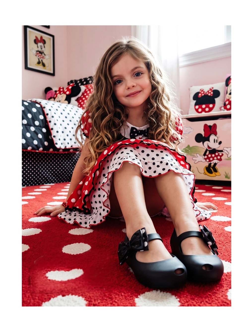 Mini Melissa 𖠌 Minnie Mouse Disney Ultra Bow Jelly Flat Shoes 𖠌 Black 𖠌 Girls 10